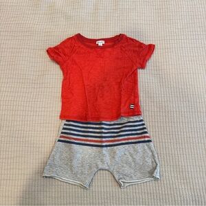 Splendid Red and Gray Striped Two-Piece Set - Size 4T (fits like 3T)